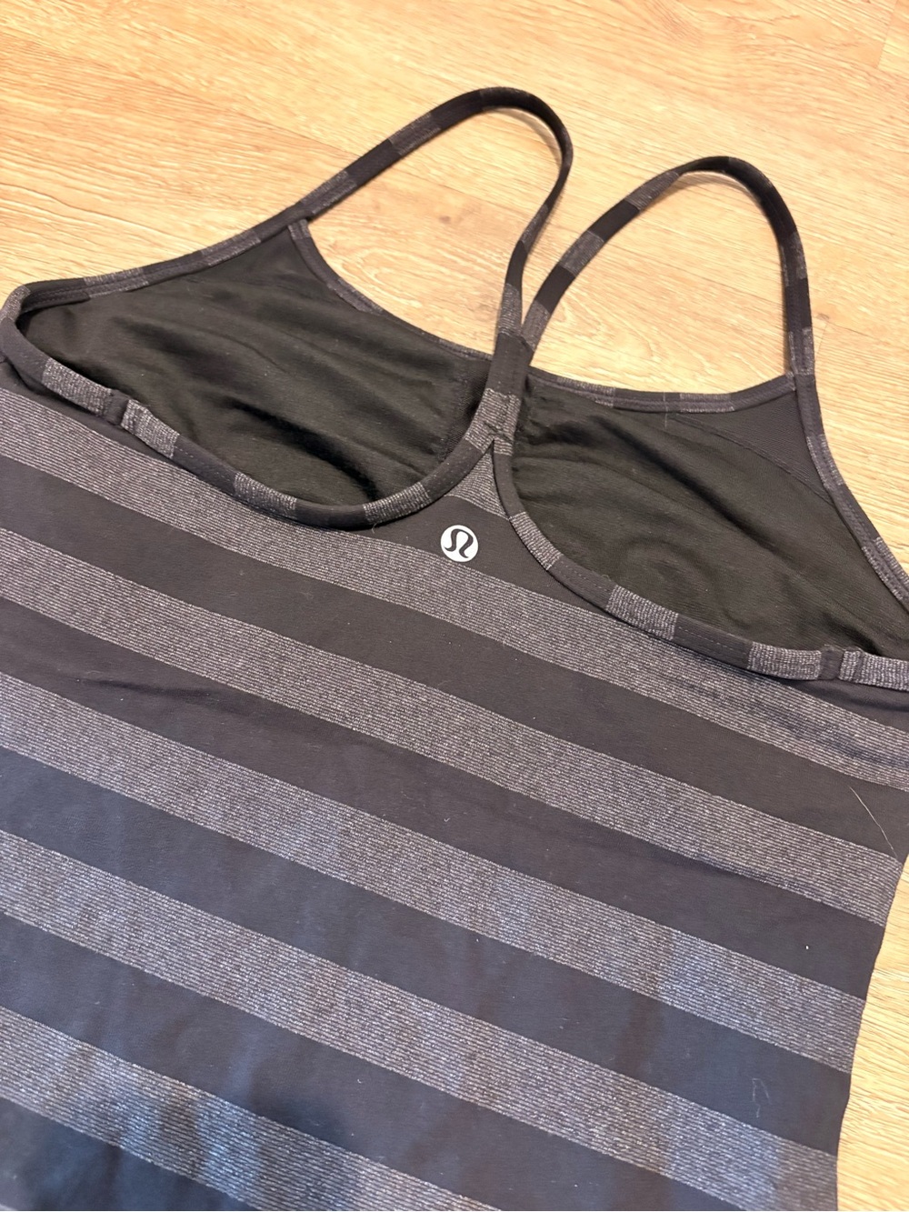 lululemon athletica Black and Gray Striped Racerback Tank